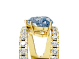 Yellow gold Fancy Blue Heart  Solitaire Split Shank Pave Diamond Ring_49