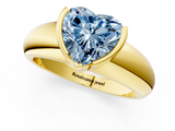 Yellow gold Fancy Blue Heart  Solitaire Tension Set Diamond Ring with Wide Band_38