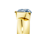 Yellow gold Fancy Blue Heart  Solitaire Tension Set Diamond Ring with Wide Band_42
