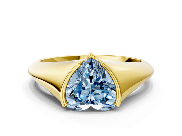 Yellow gold Fancy Blue Heart  Solitaire Tension Set Diamond Ring