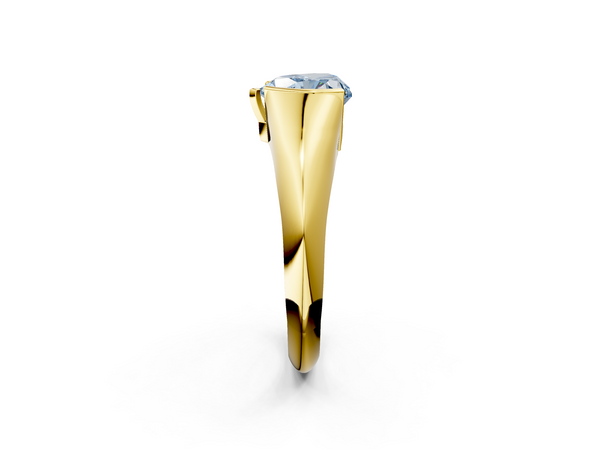 Yellow gold Fancy Blue Heart  Solitaire Tension Set Diamond Ring