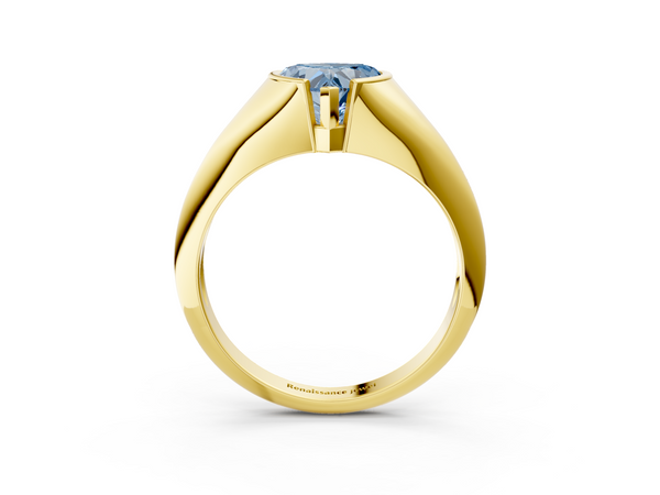 Yellow gold Fancy Blue Heart  Solitaire Tension Set Diamond Ring