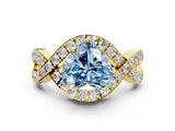 Yellow gold Fancy Blue Heart  Solitaire Twist Band Pavé Diamond Engagement Ring_32