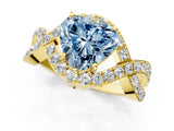 Yellow gold Fancy Blue Heart  Solitaire Twist Band Pavé Diamond Engagement Ring_33