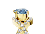 Yellow gold Fancy Blue Heart  Solitaire Twist Band Pavé Diamond Engagement Ring_37