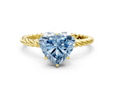 Yellow gold Fancy Blue Heart  Solitaire Twist Band Ring with Four-Prong Setting_69