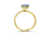 Yellow gold Fancy Blue Heart  Solitaire Twist Band Ring with Four-Prong Setting_72