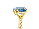 Yellow gold Fancy Blue Heart  Solitaire Twist Band Ring with Four-Prong Setting_74