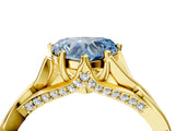 Yellow gold Fancy Blue Heart  Solitaire Twist Band Six-Prong Setting 5