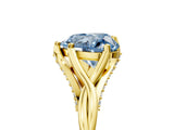 Yellow gold Fancy Blue Heart  Solitaire Twist Band Six-Prong Setting