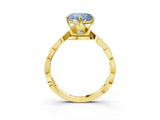Yellow gold Fancy Blue Heart  Solitaire Twist Band with Leaf Prong Setting 3