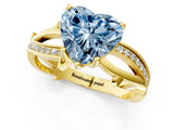 Yellow gold Fancy Blue Heart  Solitaire Twist Band with Pavé Accents and Four-Prong Setting_22