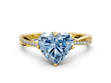 Yellow gold Fancy Blue Heart  Solitaire Twist Band with Pavé Diamonds and Four-Prong Setting_52