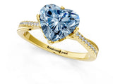 Yellow gold Fancy Blue Heart  Solitaire Twist Band with Pavé Diamonds and Four-Prong Setting_53