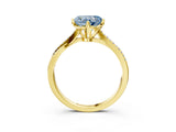 Yellow gold Fancy Blue Heart  Solitaire Twist Band with Pavé Diamonds and Four-Prong Setting_55