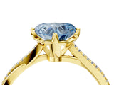 Yellow gold Fancy Blue Heart  Solitaire Twist Band with Pavé Diamonds and Four-Prong Setting_56
