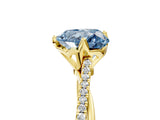 Yellow gold Fancy Blue Heart  Solitaire Twist Band with Pavé Diamonds and Four-Prong Setting_57
