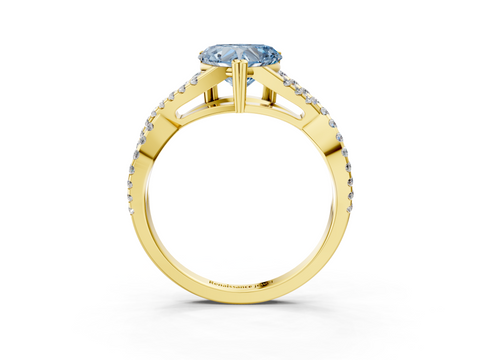 Yellow gold Fancy Blue Heart  Solitaire Twist Band with Pavé Setting and Four-Prong Setting_35