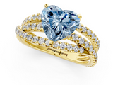 Yellow gold Fancy Blue Heart  Solitaire Twist Band with Pavé Setting and Four-Prong Setting_82