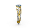 Yellow gold Fancy Blue Heart  Solitaire Twist Band with Pavé Setting and Four-Prong Setting_83