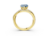 Yellow gold Fancy Blue Heart  Solitaire Twist Band with Pavé Setting and Four-Prong Setting_84