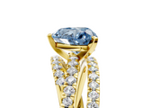 Yellow gold Fancy Blue Heart  Solitaire Twist Band with Pavé Setting and Four-Prong Setting_86