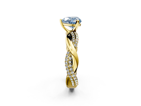 Yellow gold Fancy Blue Heart  Solitaire Twist Band with Pave Prong Setting_30