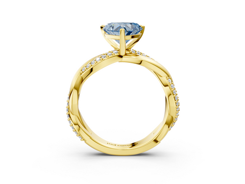 Yellow gold Fancy Blue Heart  Solitaire Twist Band with Pave Prong Setting_31