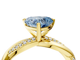 Yellow gold Fancy Blue Heart  Solitaire Twist Band with Pave Prong Setting_32