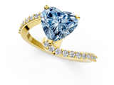Yellow gold Fancy Blue Heart  Solitaire Twist Band with Pave Set Diamonds and Four-Prong Setting_110