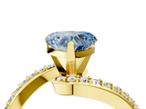 Yellow gold Fancy Blue Heart  Solitaire Twist Band with Pave Set Diamonds and Four-Prong Setting_113