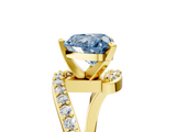 Yellow gold Fancy Blue Heart  Solitaire Twist Band with Pave Set Diamonds and Four-Prong Setting_114