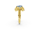 Yellow gold Fancy Blue Heart  Solitaire Twisted Band Scroll Prong Ring_5