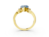 Yellow gold Fancy Blue Heart  Solitaire Twisted Band Scroll Prong Ring_6