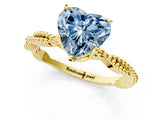 Yellow gold Fancy Blue Heart  Solitaire Twisted Band with Bead Prong Setting_306
