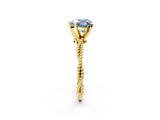 Yellow gold Fancy Blue Heart  Solitaire Twisted Band with Bead Prong Setting_307