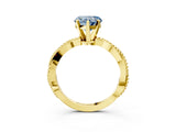 Yellow gold Fancy Blue Heart  Solitaire Twisted Band with Bead Prong Setting_308