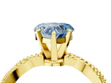 Yellow gold Fancy Blue Heart  Solitaire Twisted Band with Bead Prong Setting_309
