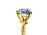 Yellow gold Fancy Blue Heart  Solitaire Twisted Band with Bead Prong Setting_310