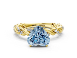 Yellow gold Fancy Blue Heart  Solitaire Twisted Band with Pavé Accents and Four-Prong Setting_3