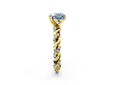 Yellow gold Fancy Blue Heart  Solitaire Twisted Band with Pavé Accents and Four-Prong Setting_5