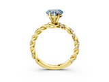 Yellow gold Fancy Blue Heart  Solitaire Twisted Band with Pavé Accents and Four-Prong Setting_6