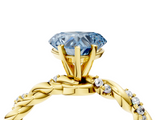 Yellow gold Fancy Blue Heart  Solitaire Twisted Band with Pavé Accents and Four-Prong Setting_7