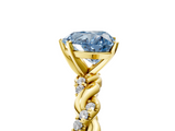 Yellow gold Fancy Blue Heart  Solitaire Twisted Band with Pavé Accents and Four-Prong Setting_8