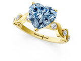 Yellow gold Fancy Blue Heart  Solitaire Twisted Band with Prong Setting 1