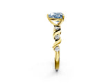 Yellow gold Fancy Blue Heart  Solitaire Twisted Band with Prong Setting 2