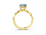 Yellow gold Fancy Blue Heart  Solitaire Twisted Band with Prong Setting 3