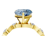 Yellow gold Fancy Blue Heart  Solitaire Twisted Band with Prong Setting 4