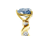 Yellow gold Fancy Blue Heart  Solitaire Twisted Band with Prong Setting 5