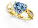 Yellow gold Fancy Blue Heart  Solitaire Twisted Band with Prong Setting_4
